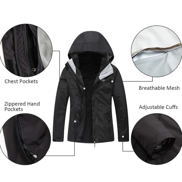 3-In- 1 Weatherproof Winter Coat. Black. Size Large. New With Tags - Picture 10 of 15